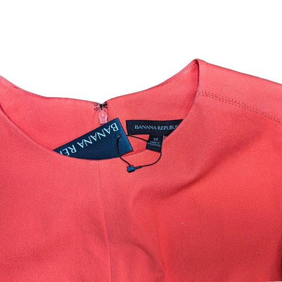 Banana Republic 12 NWT Sloan Dress Knee Length Cap Sleeve Coral Orange Stretch - Picture 8 of 10
